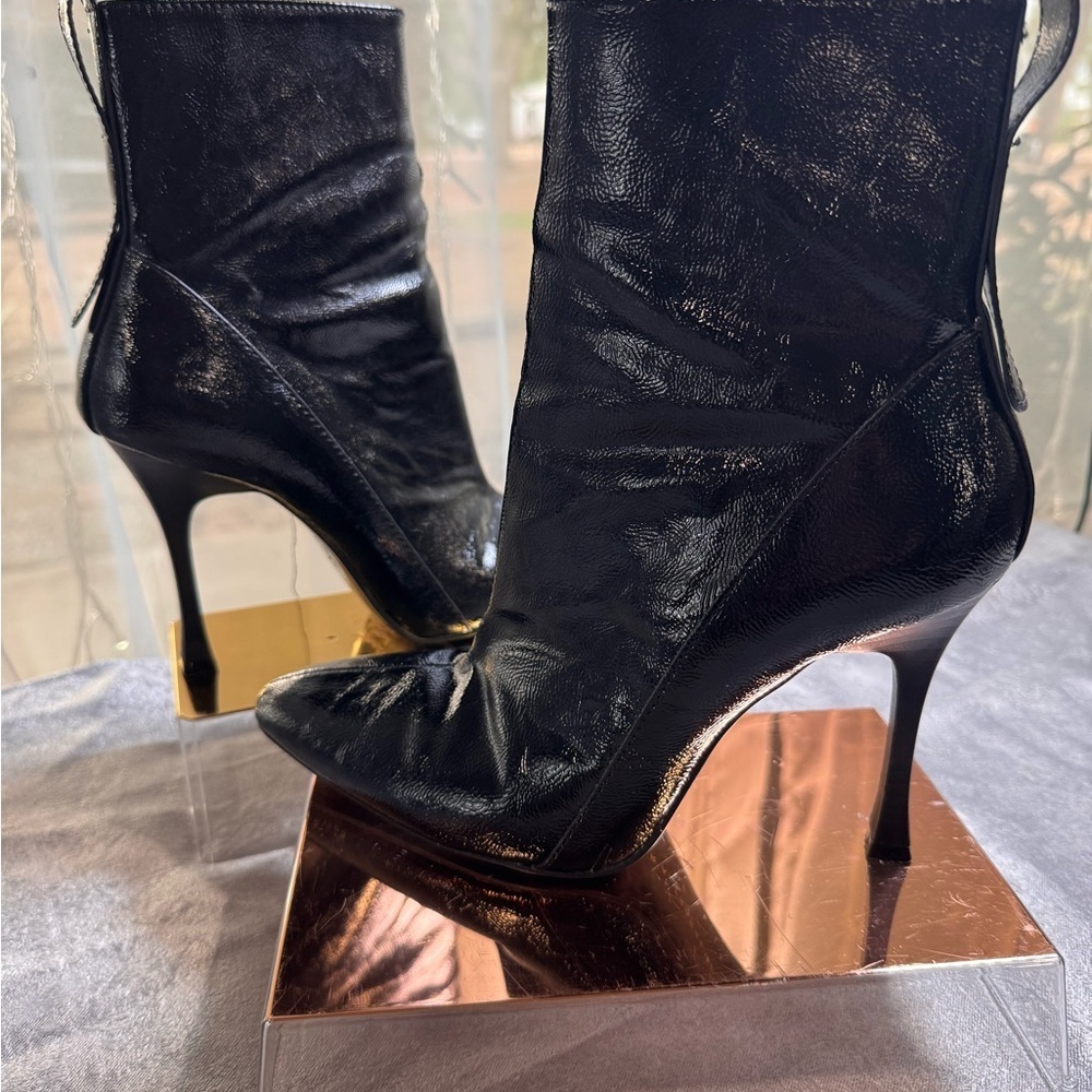 Zara Shiny Black Heeled Boots